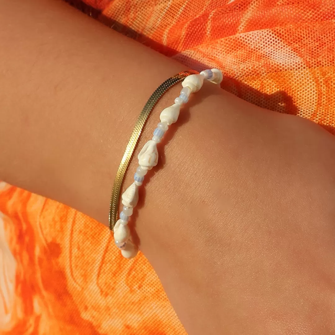 Discount Winther Studio Ocean Shell Armbånd hvid/blå