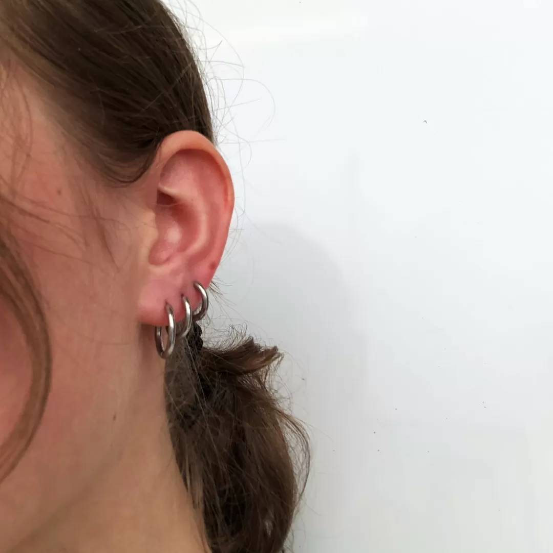 Store Winther Studio Plain Hoops Sæt Sølv